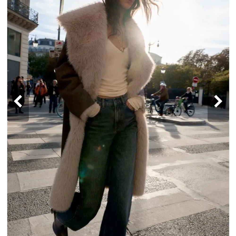 Zara Double Sided Long Fur Coat